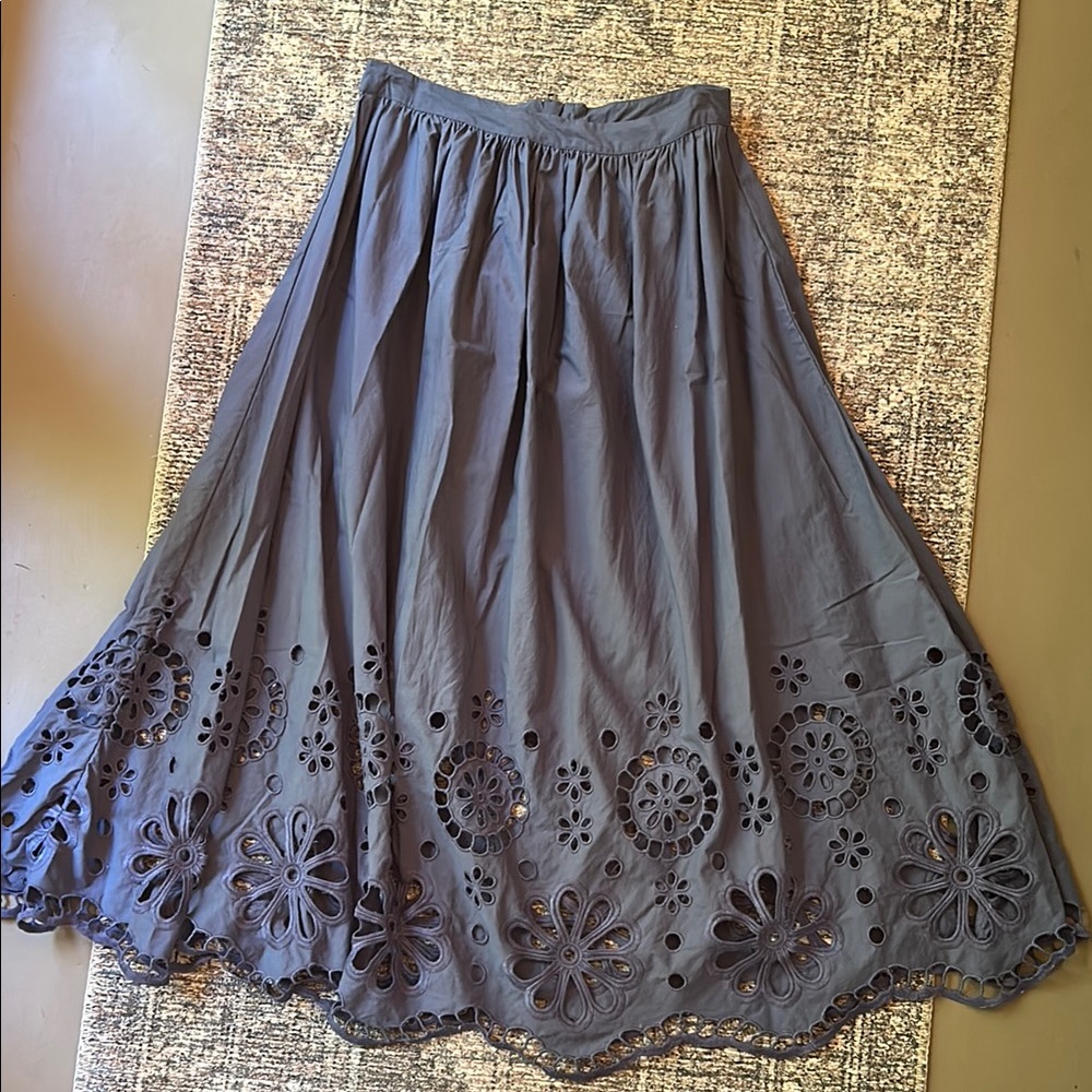 The Great Super Bloom Eyelet Skirt 1 S Vintage Blue Cotton NWT Current Elliott